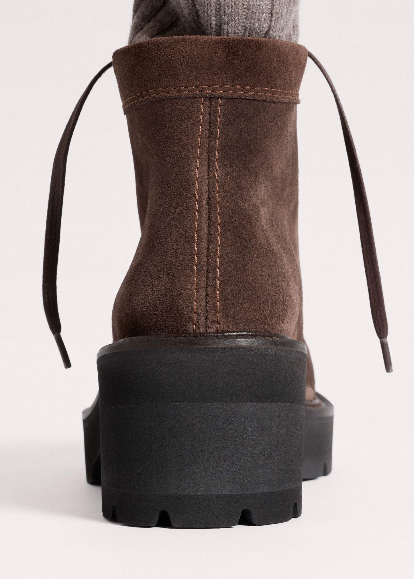 Brown Chunky Lace Up Ankle Boot