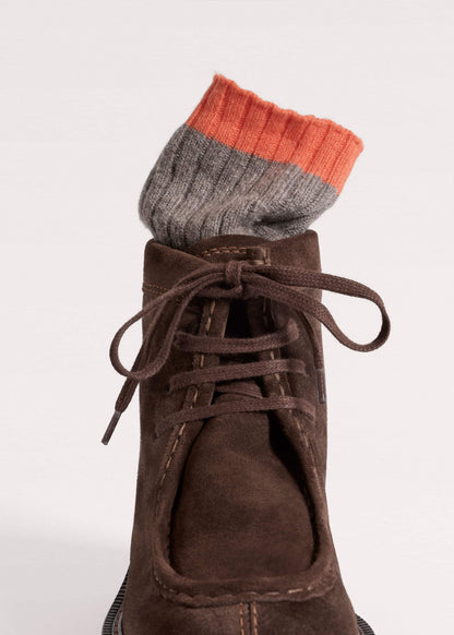Brown Chunky Lace Up Ankle Boot