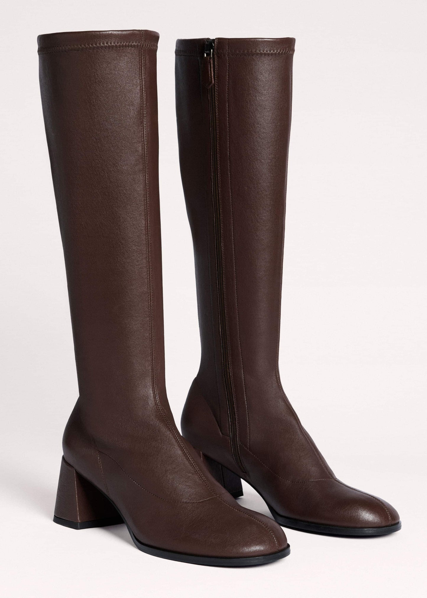 Brown Knee-High Stretch Boot