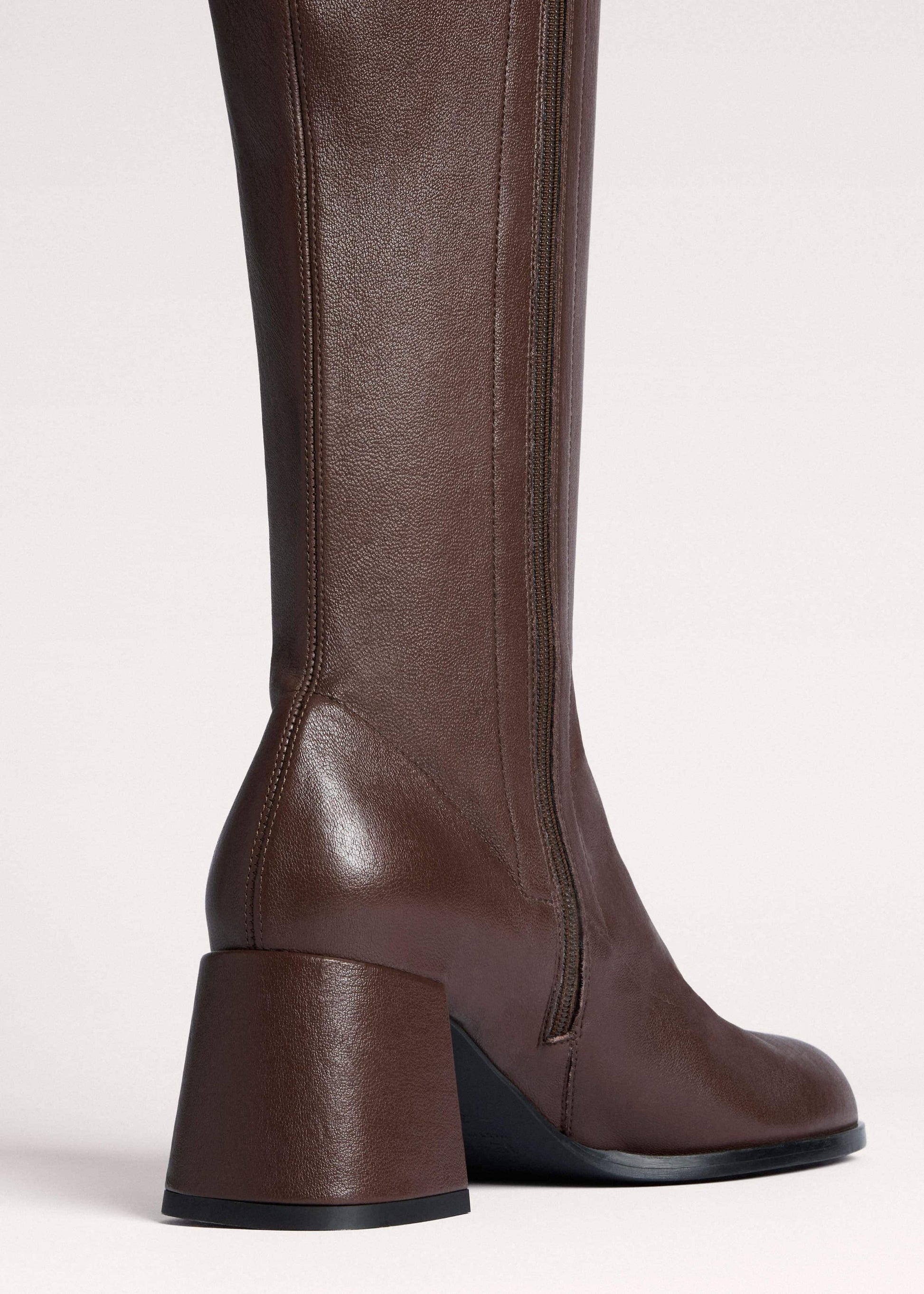 Brown Knee-High Stretch Boot