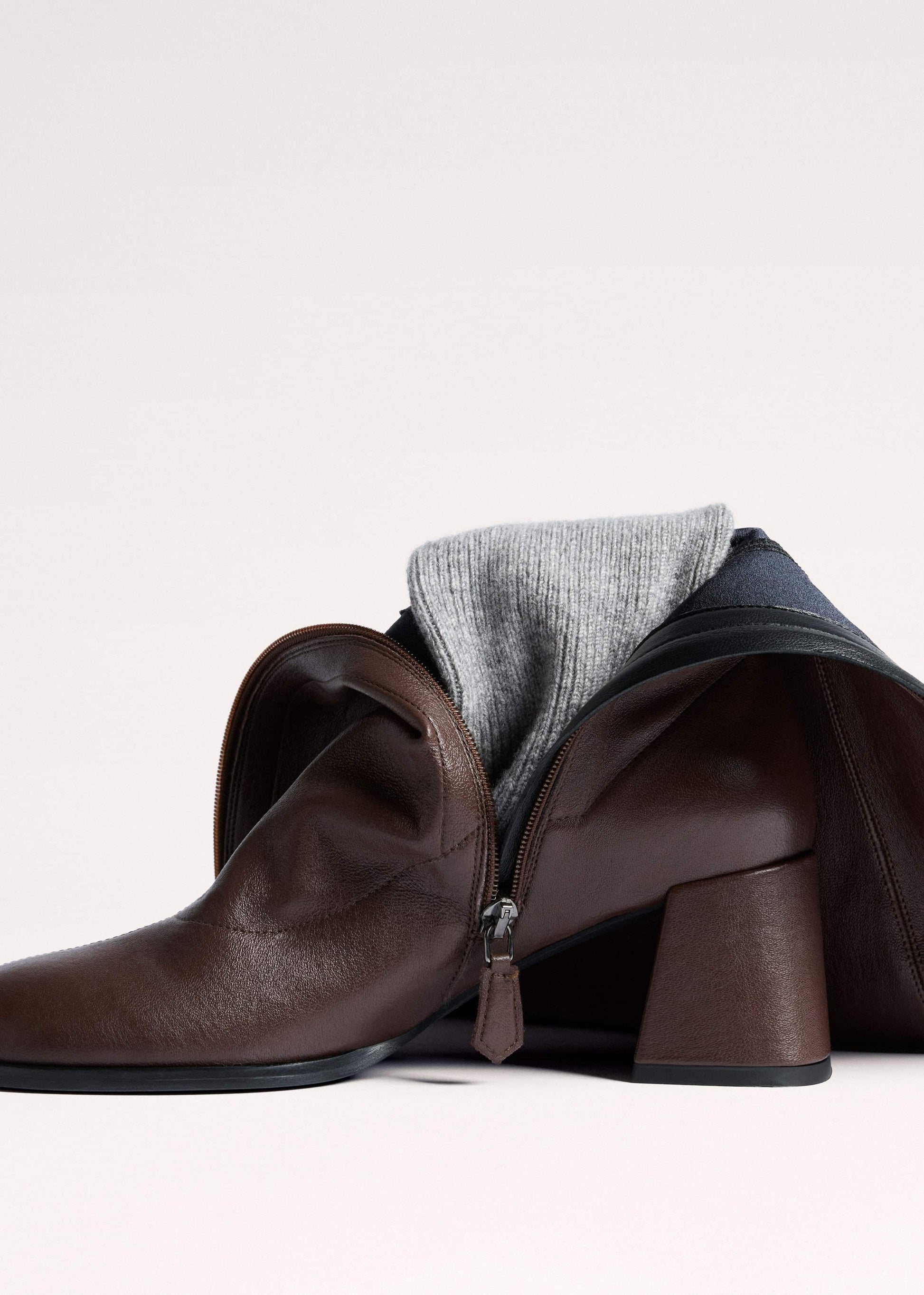 Brown Knee-High Stretch Boot