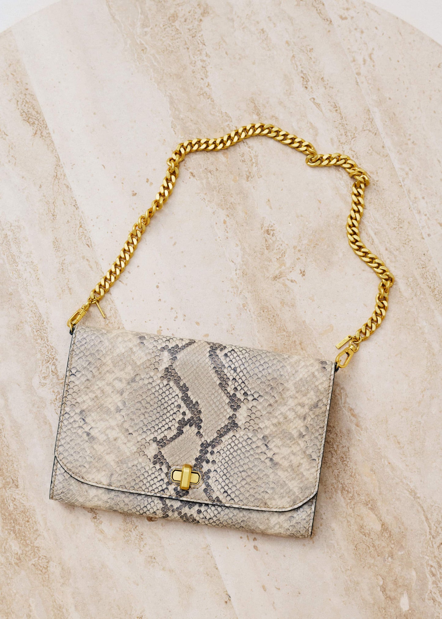 Gray Snake Print Clutch Bag