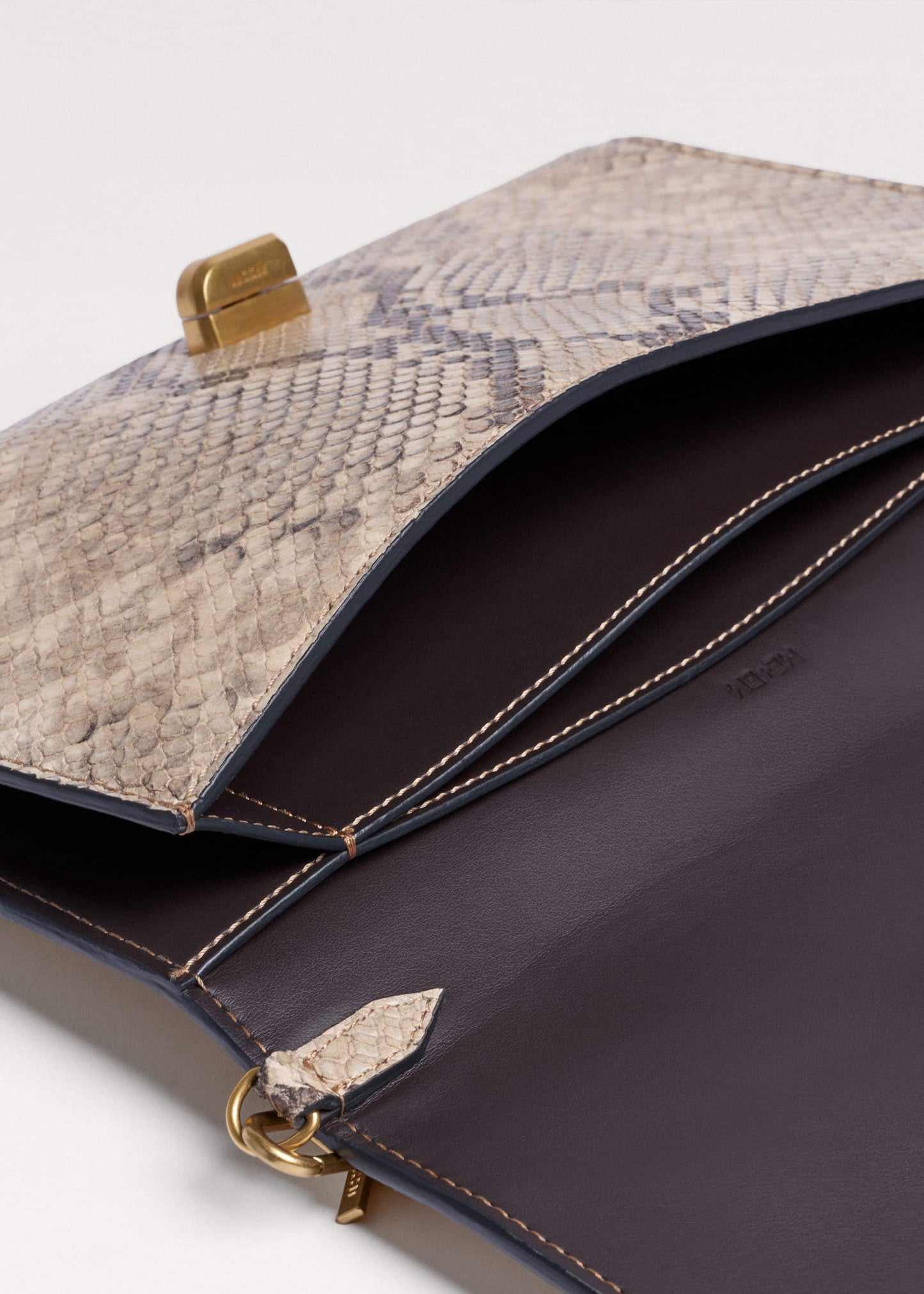 Gray Snake Print Clutch Bag