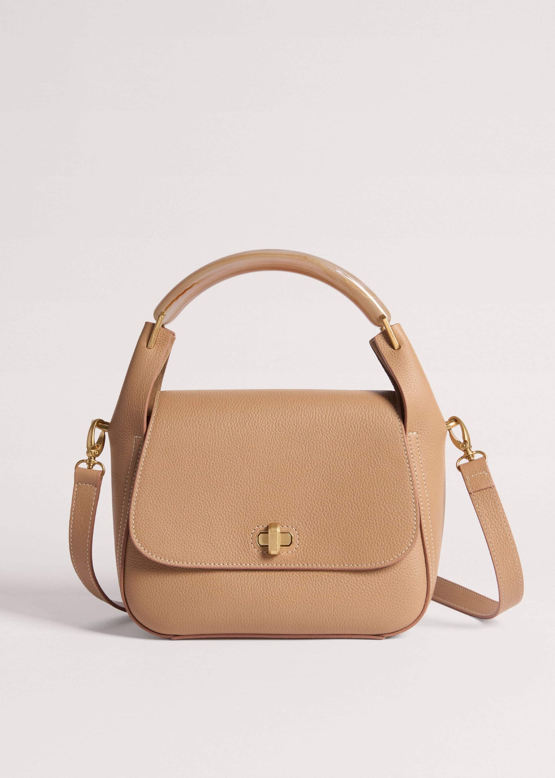 Light Brown Resin Handle Crossbody Bag