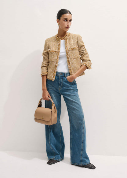 Light Brown Resin Handle Crossbody Bag