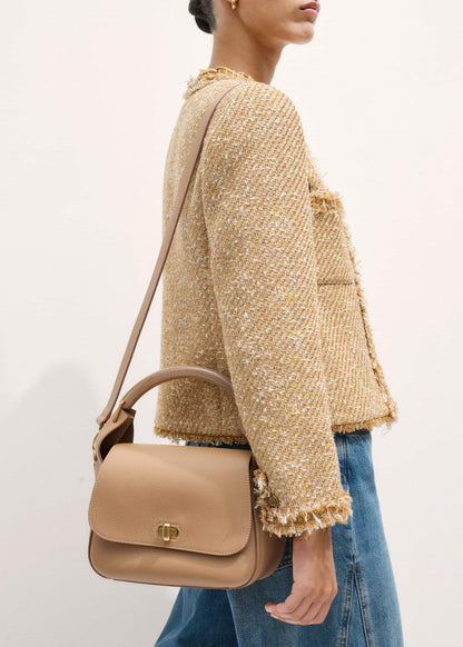 Light Brown Resin Handle Crossbody Bag