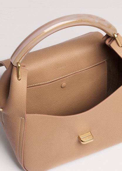 Light Brown Resin Handle Crossbody Bag