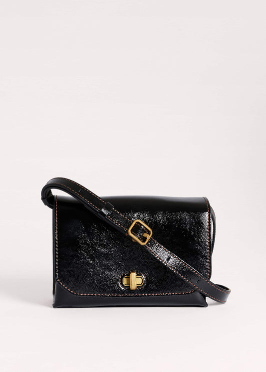 Black Leather Clutch + Crossbody Bag