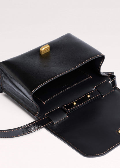 Black Leather Clutch + Crossbody Bag