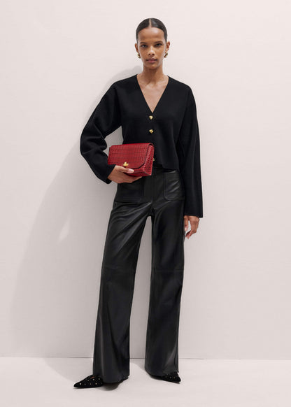 Red Leather Croc Print Clutch 2-in-1 Bag