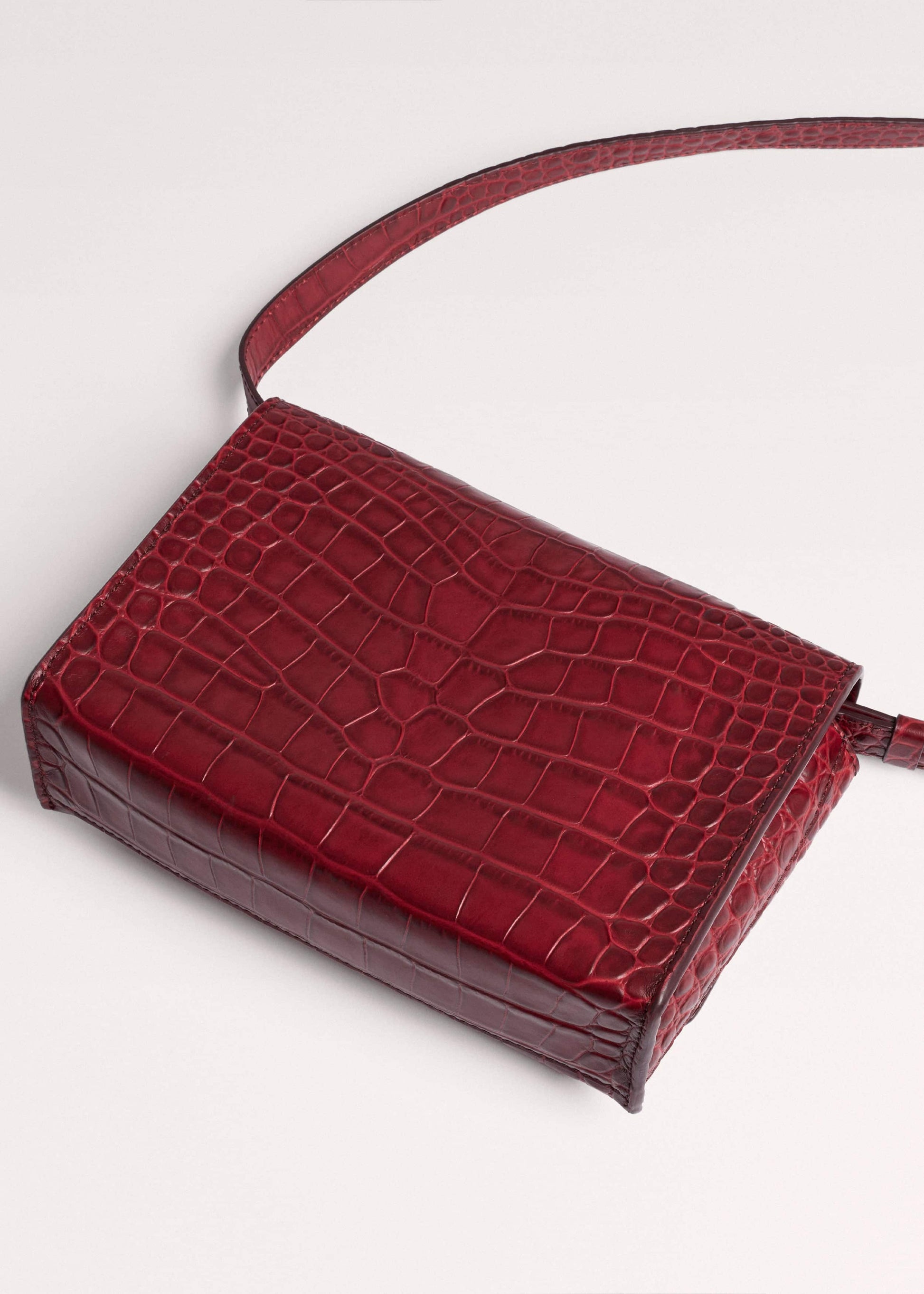 Red Leather Croc Print Clutch 2-in-1 Bag