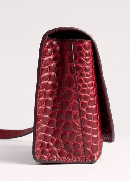 Red Leather Croc Print Clutch 2-in-1 Bag
