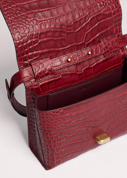 Red Leather Croc Print Clutch 2-in-1 Bag