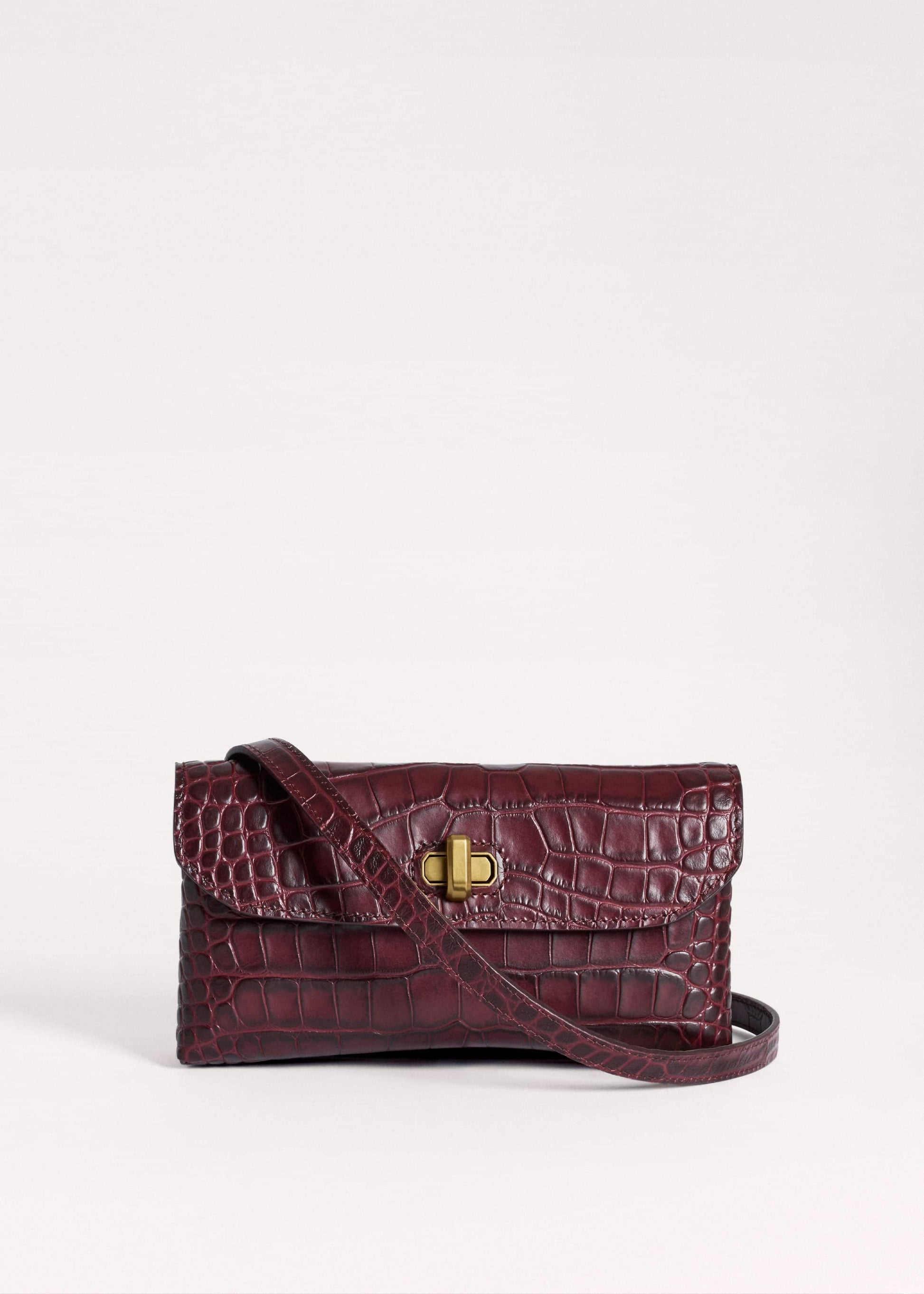Red Red Leather Croc Print Small Pouch