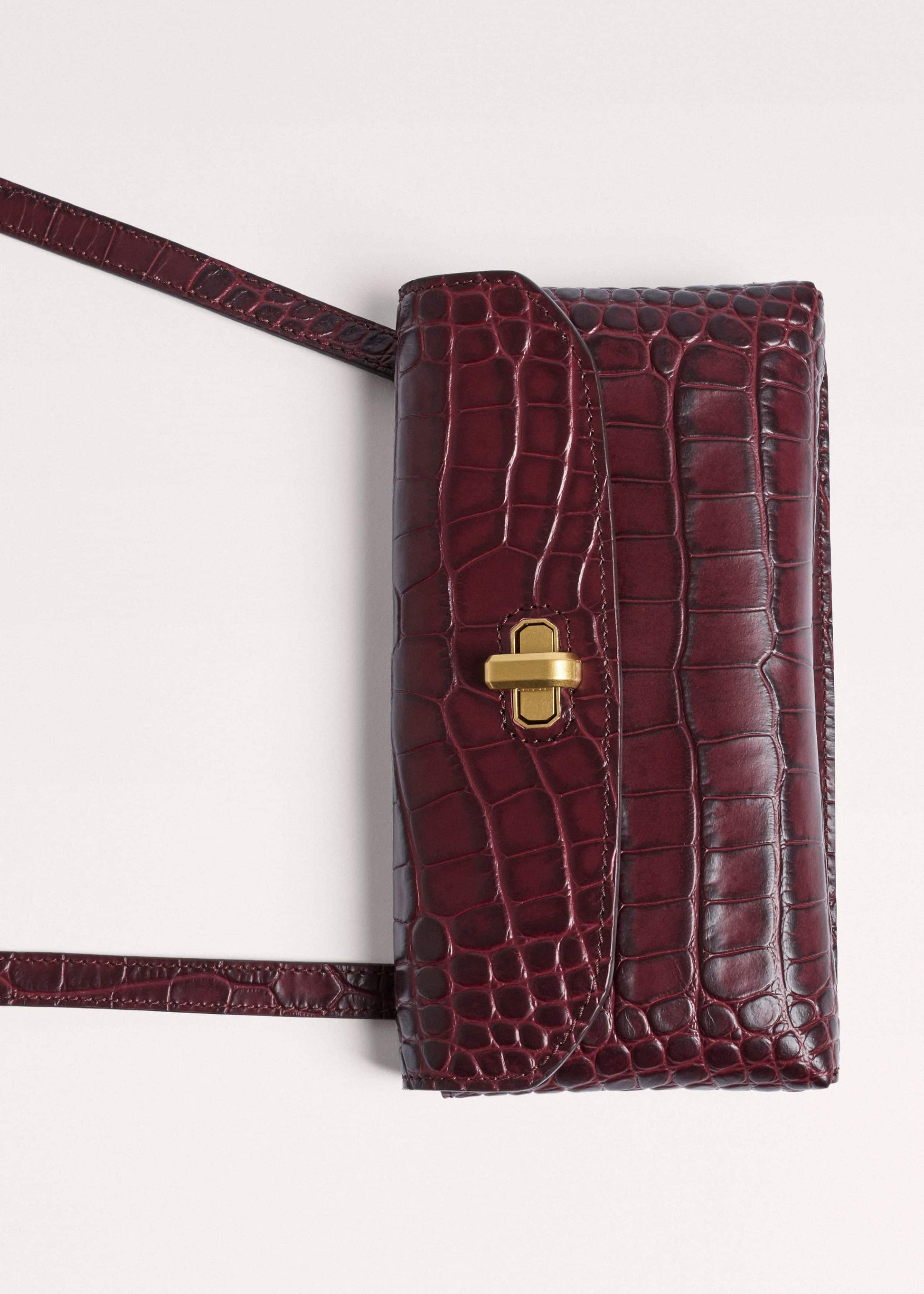 Red Red Leather Croc Print Small Pouch