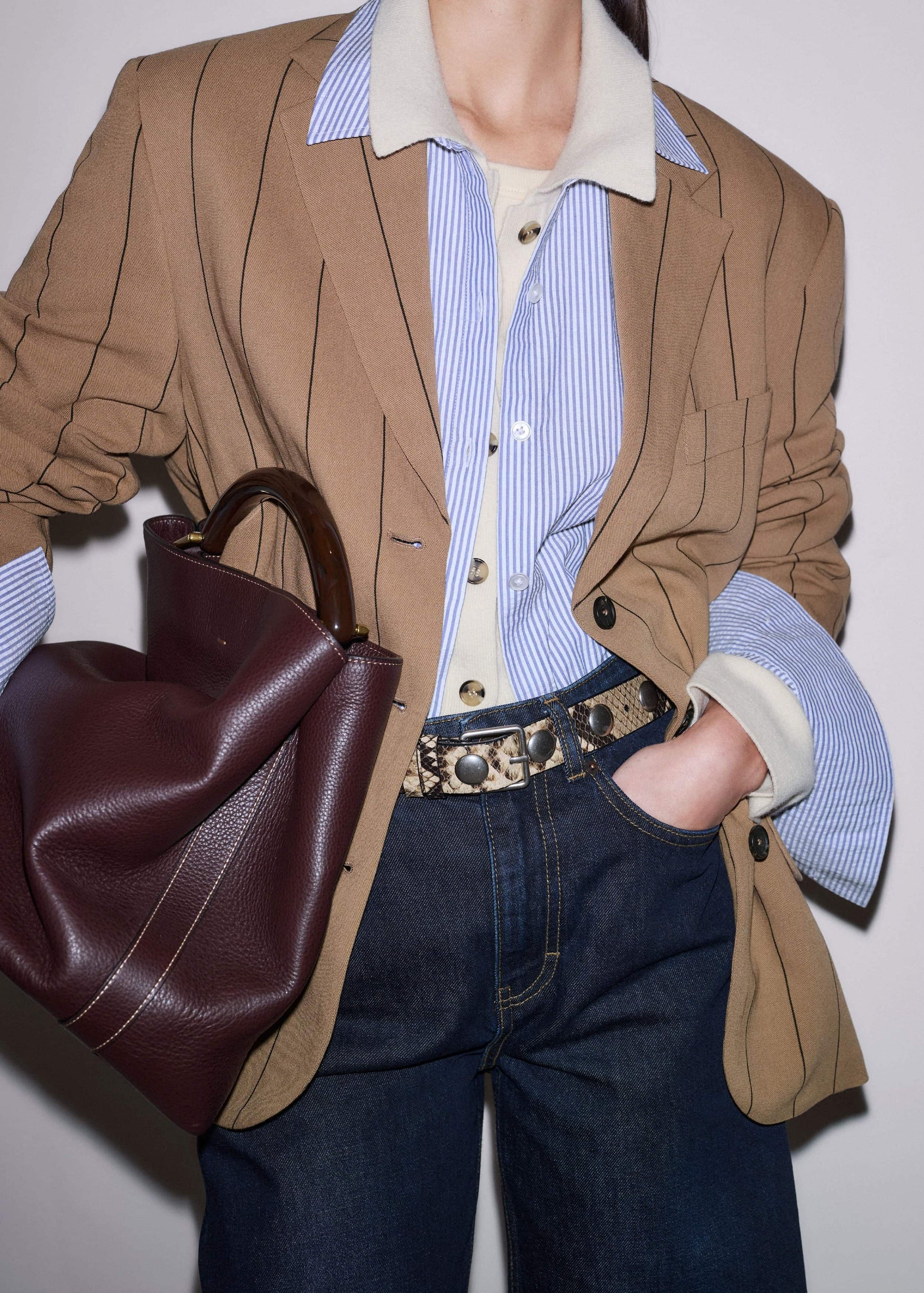 Red Leather Soft Constructed Day Bag