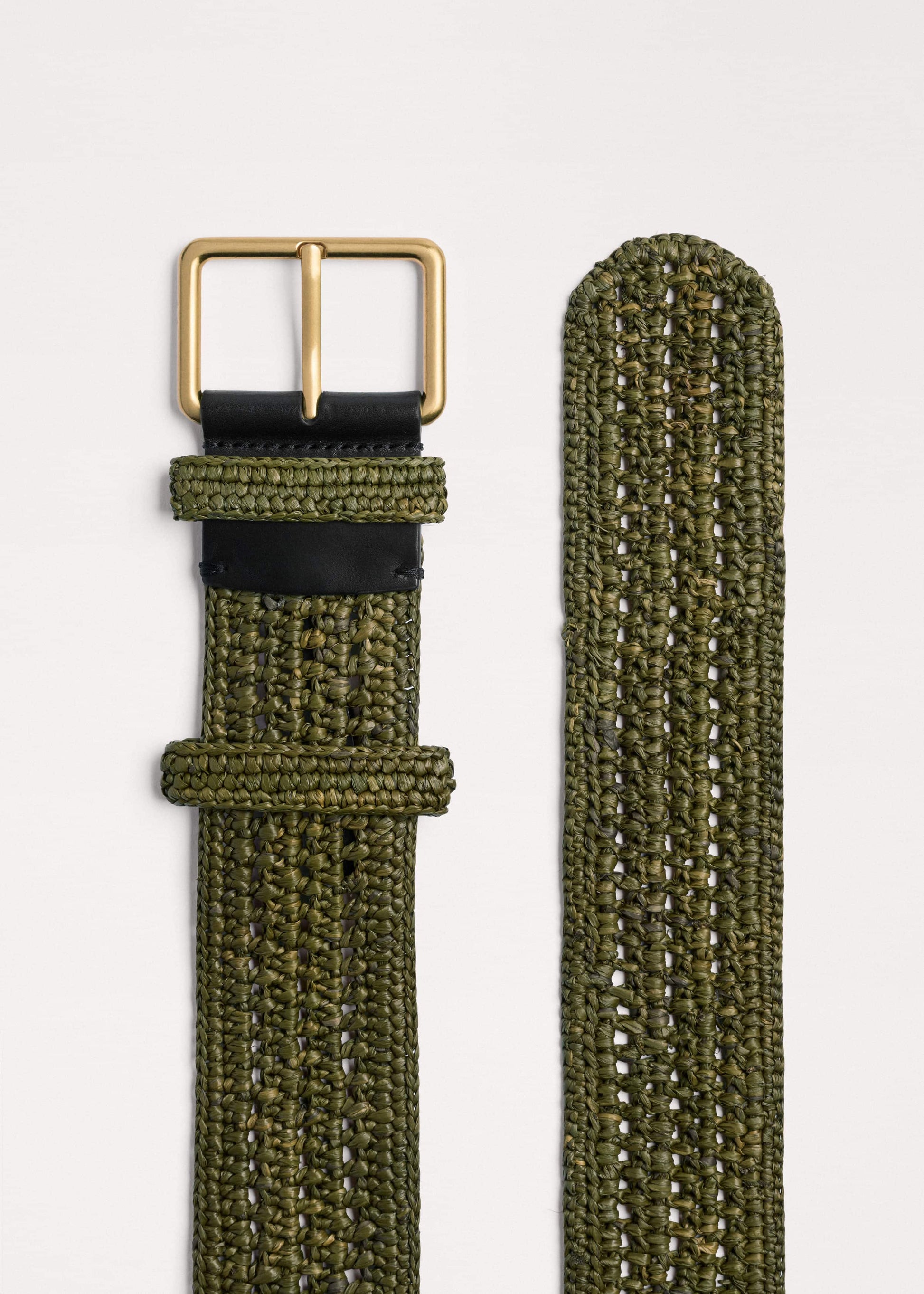Olive Green Raffia Wide Summer Belt