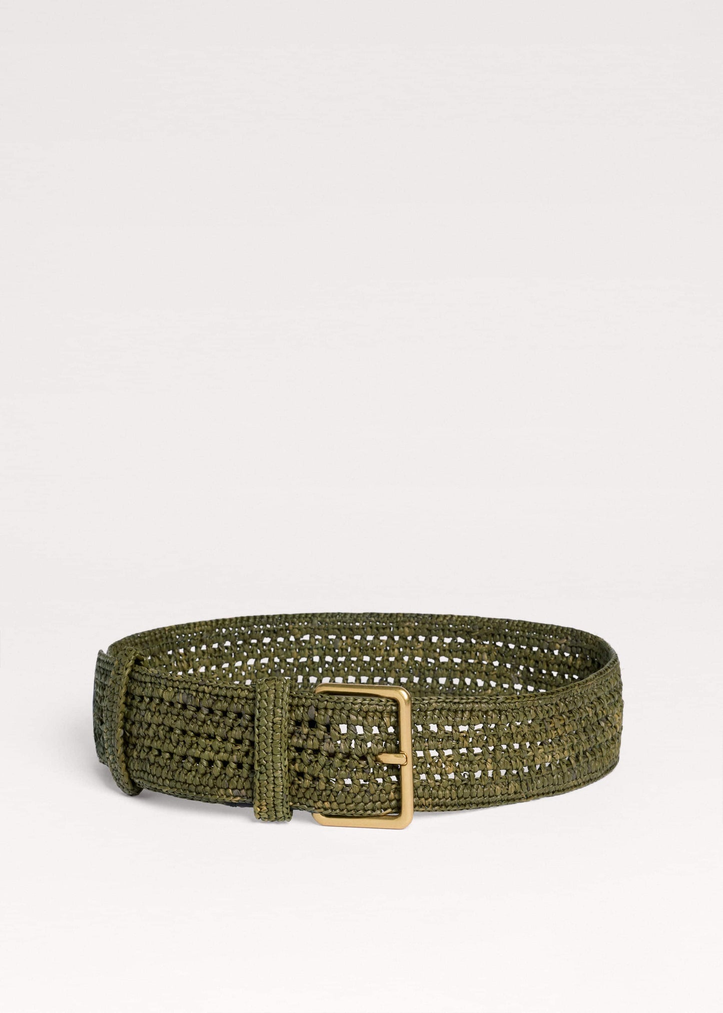 Olive Green Raffia Wide Summer Belt