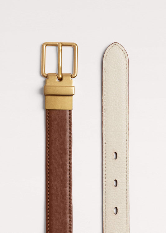 Dark Brown Buttercream Reversible Belt