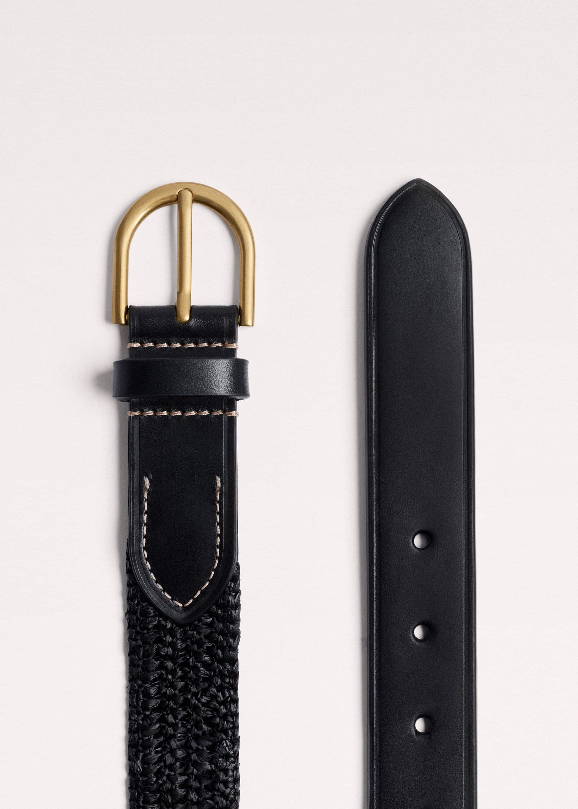Black Round Raffia Summer Belt