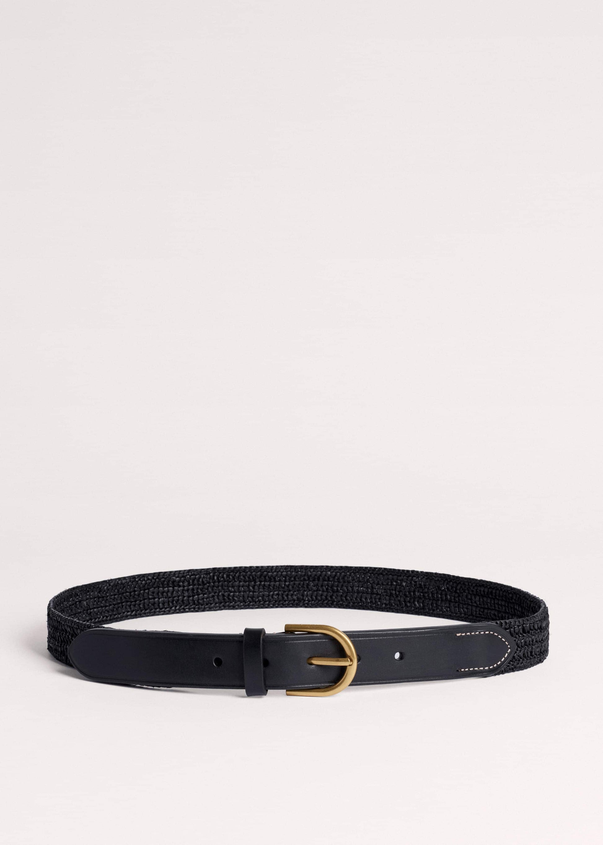 Black Round Raffia Summer Belt