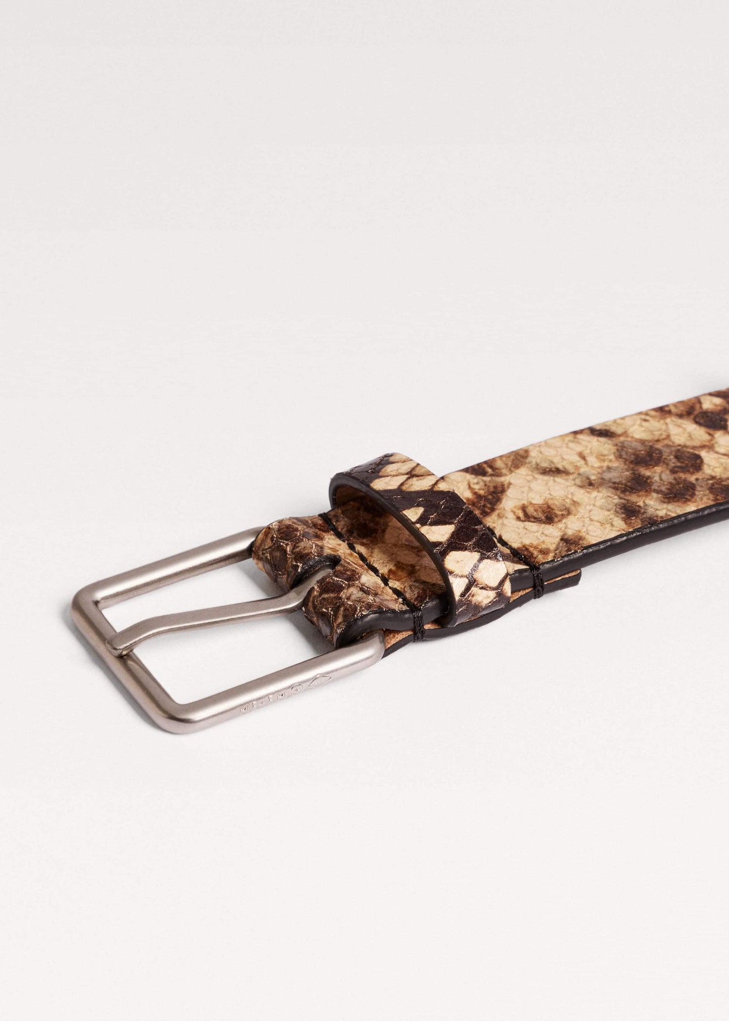 Brown Snake Embossed Metal Stud Belt