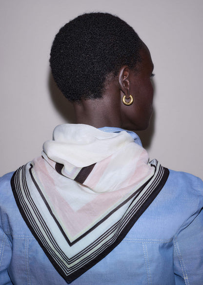 Pink Multi Stripe Border Scarf