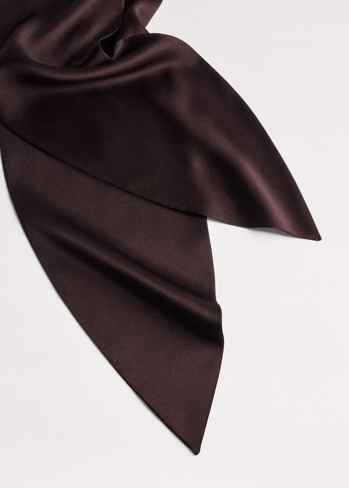 Brown Silk Satin Evening Scarf