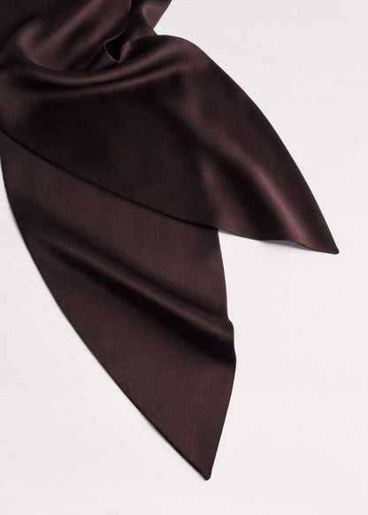 Brown Silk Satin Evening Scarf