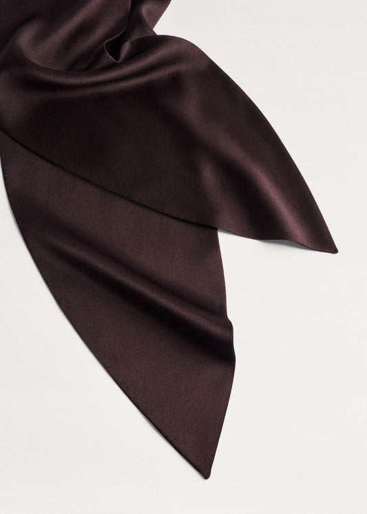 Brown Silk Satin Evening Scarf