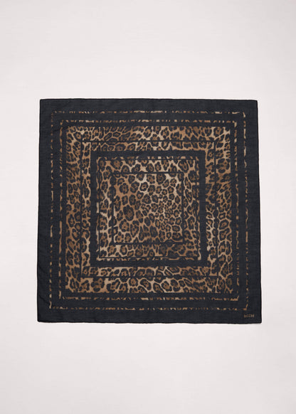 Brown Leopard Border Scarf