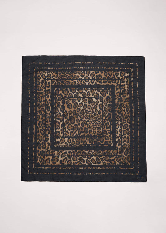 Brown Leopard Border Scarf