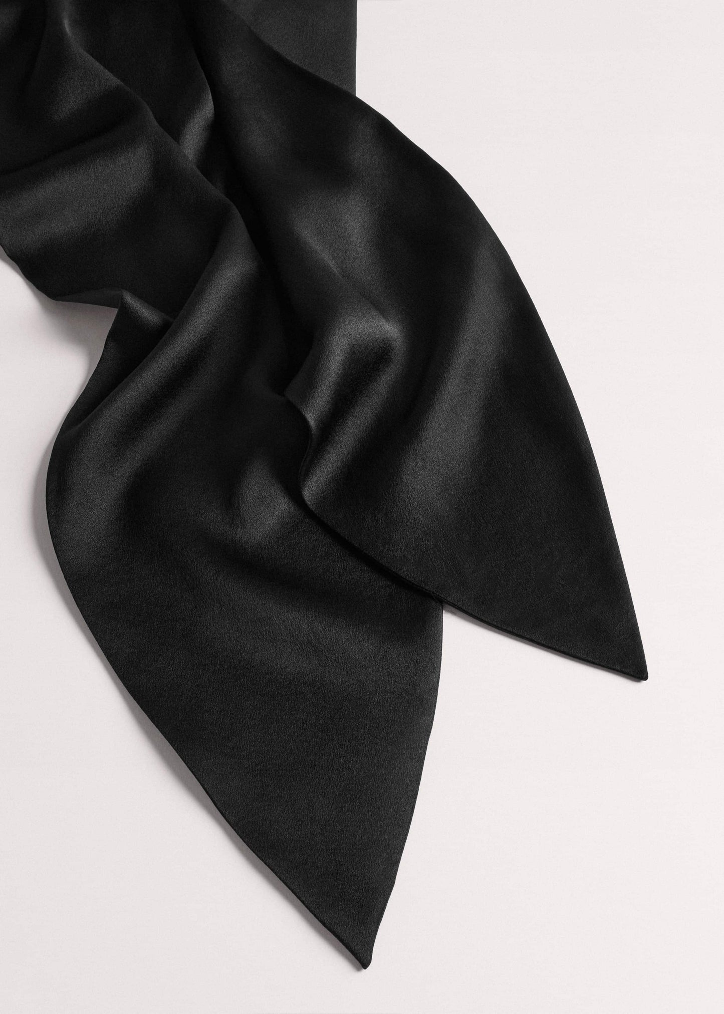 Black Silk Satin Evening Scarf