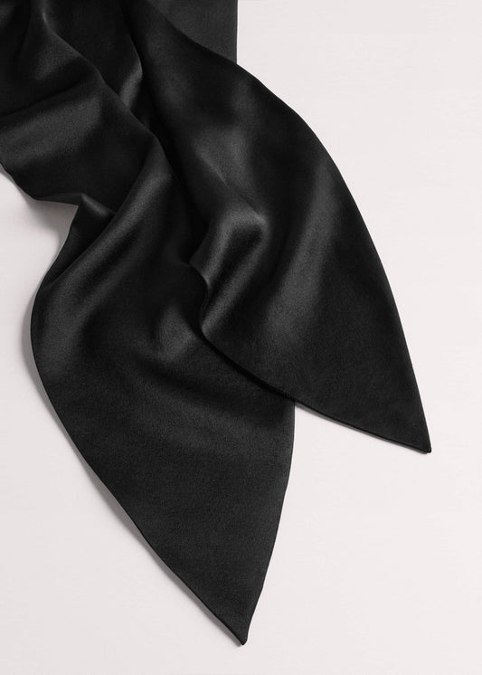 Black Silk Satin Evening Scarf