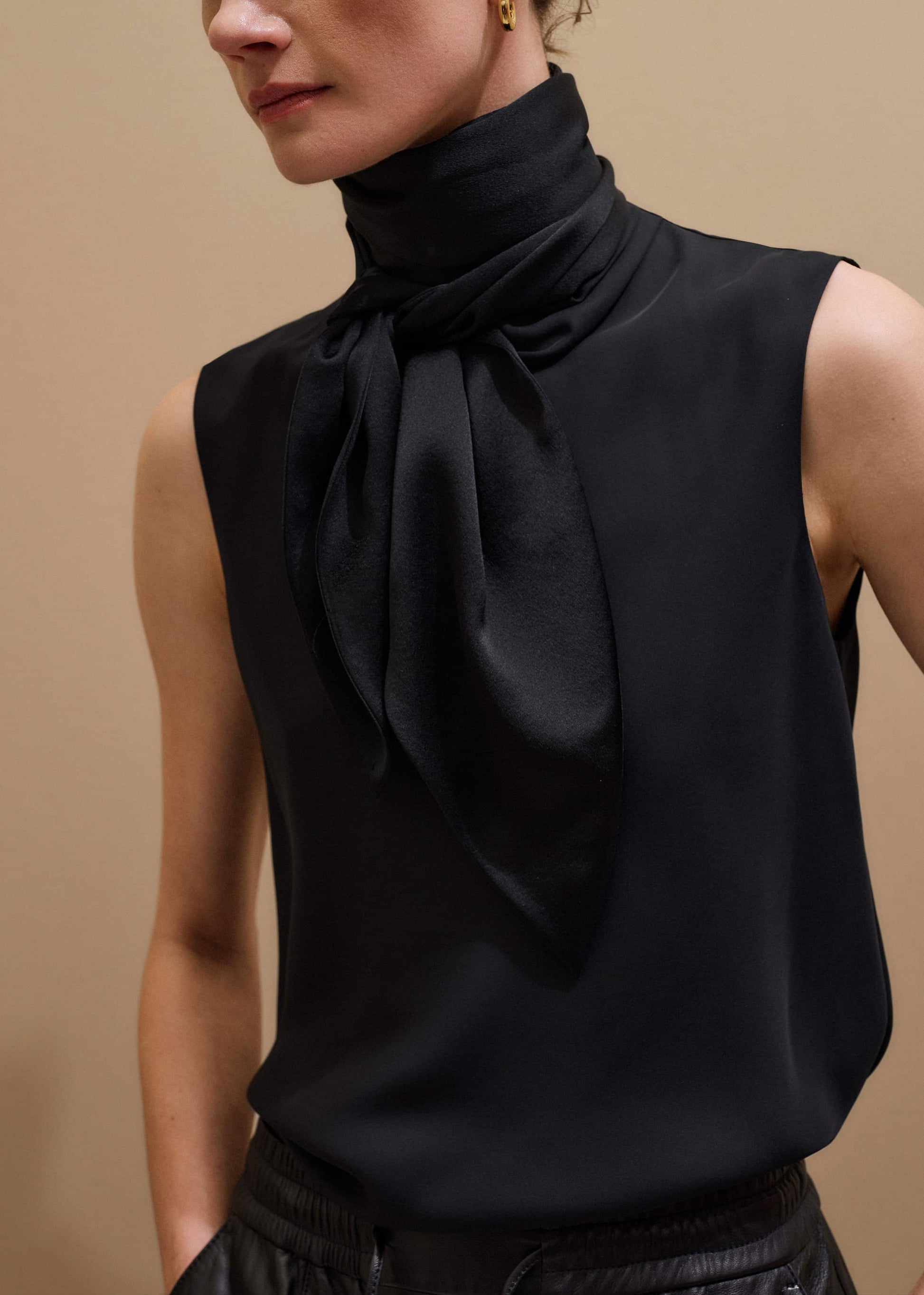 Black Silk Satin Evening Scarf