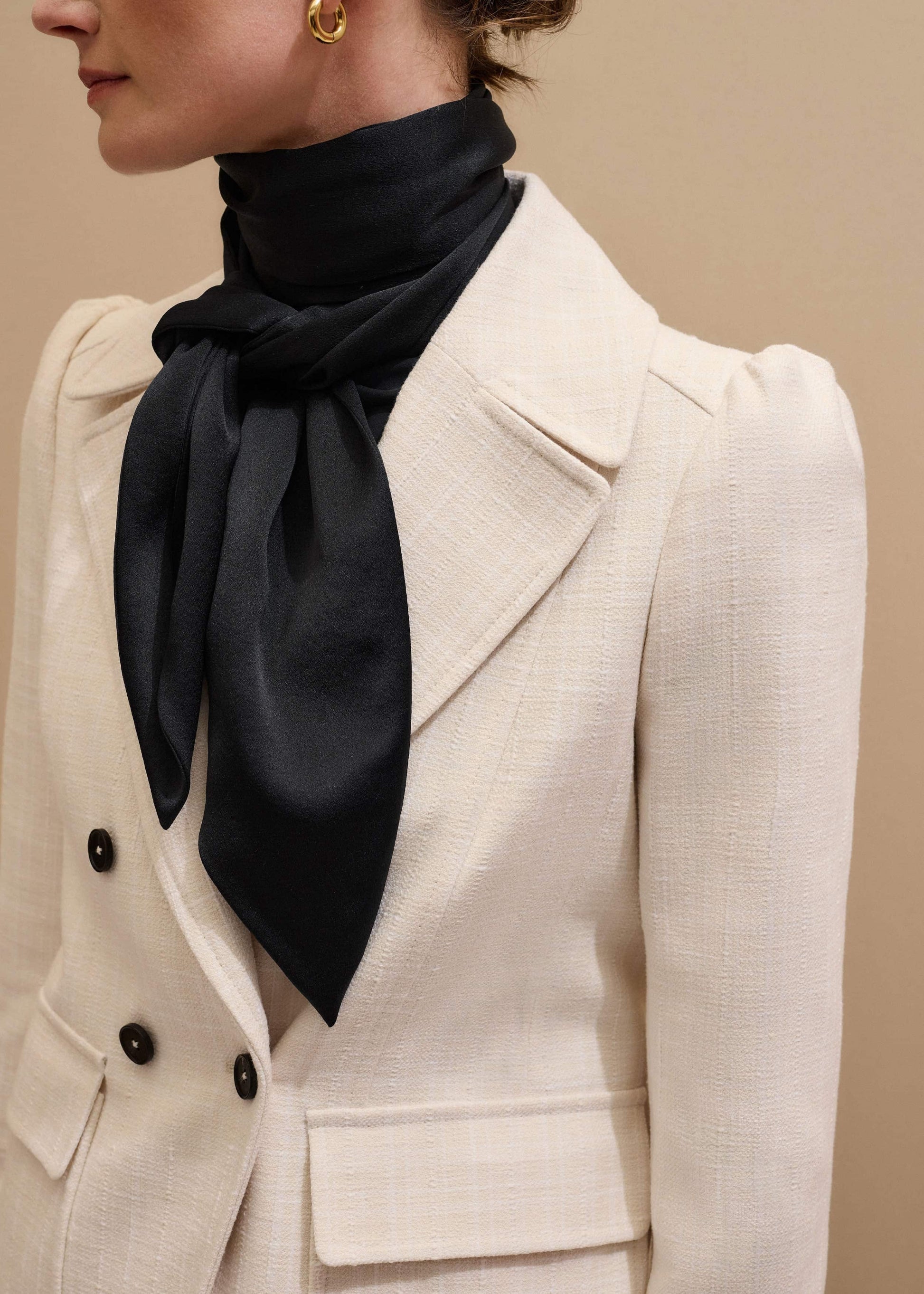 Black Silk Satin Evening Scarf