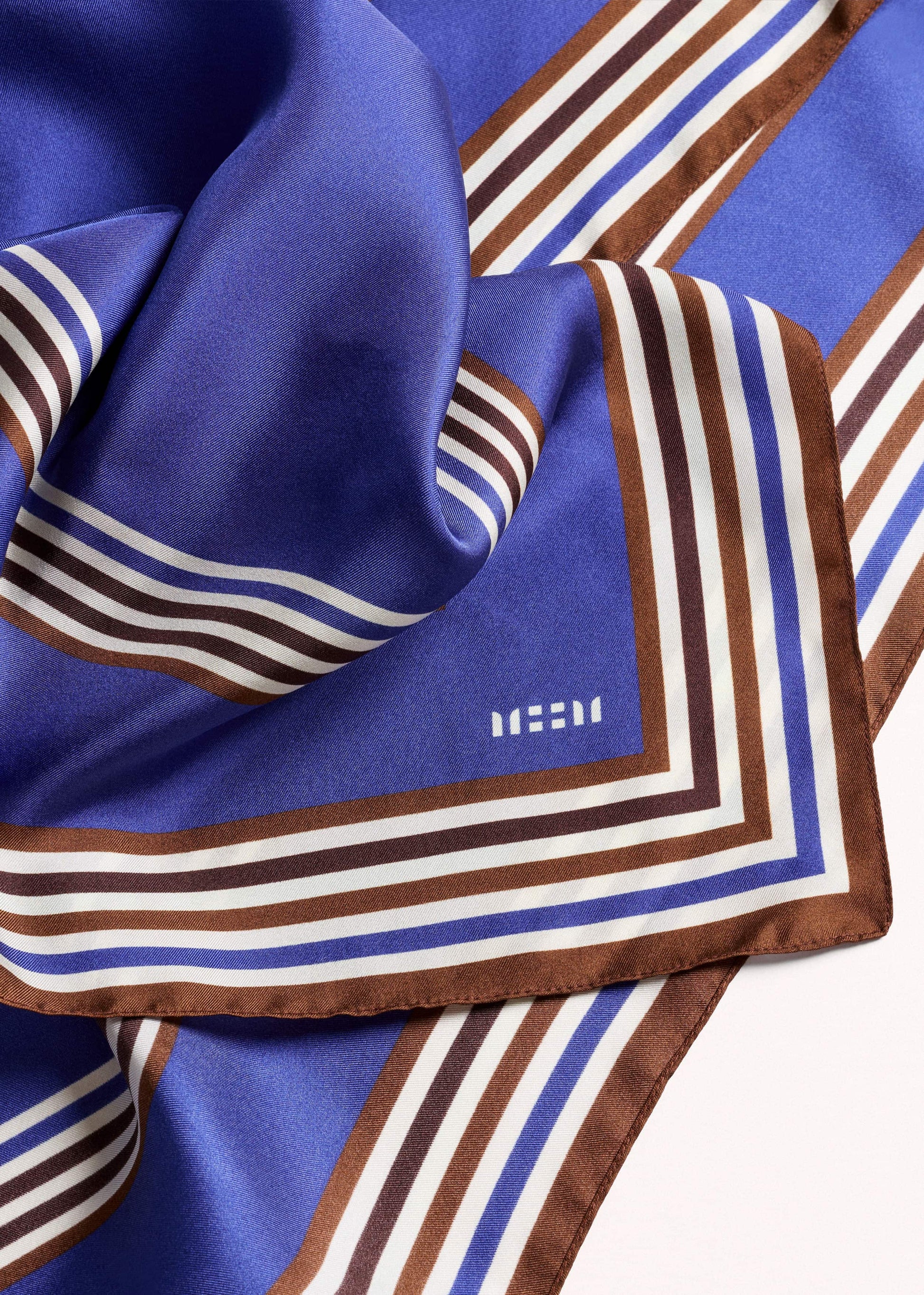 Blue Striped Silk Multi-Border Scarf