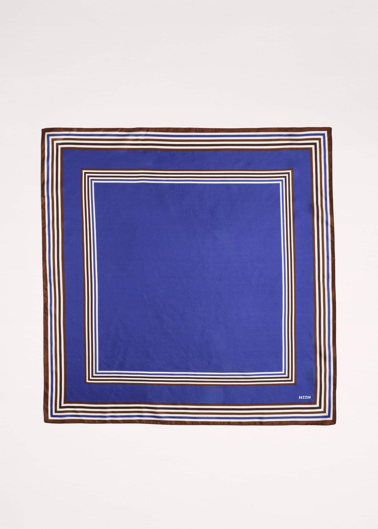 Blue Striped Silk Multi-Border Scarf