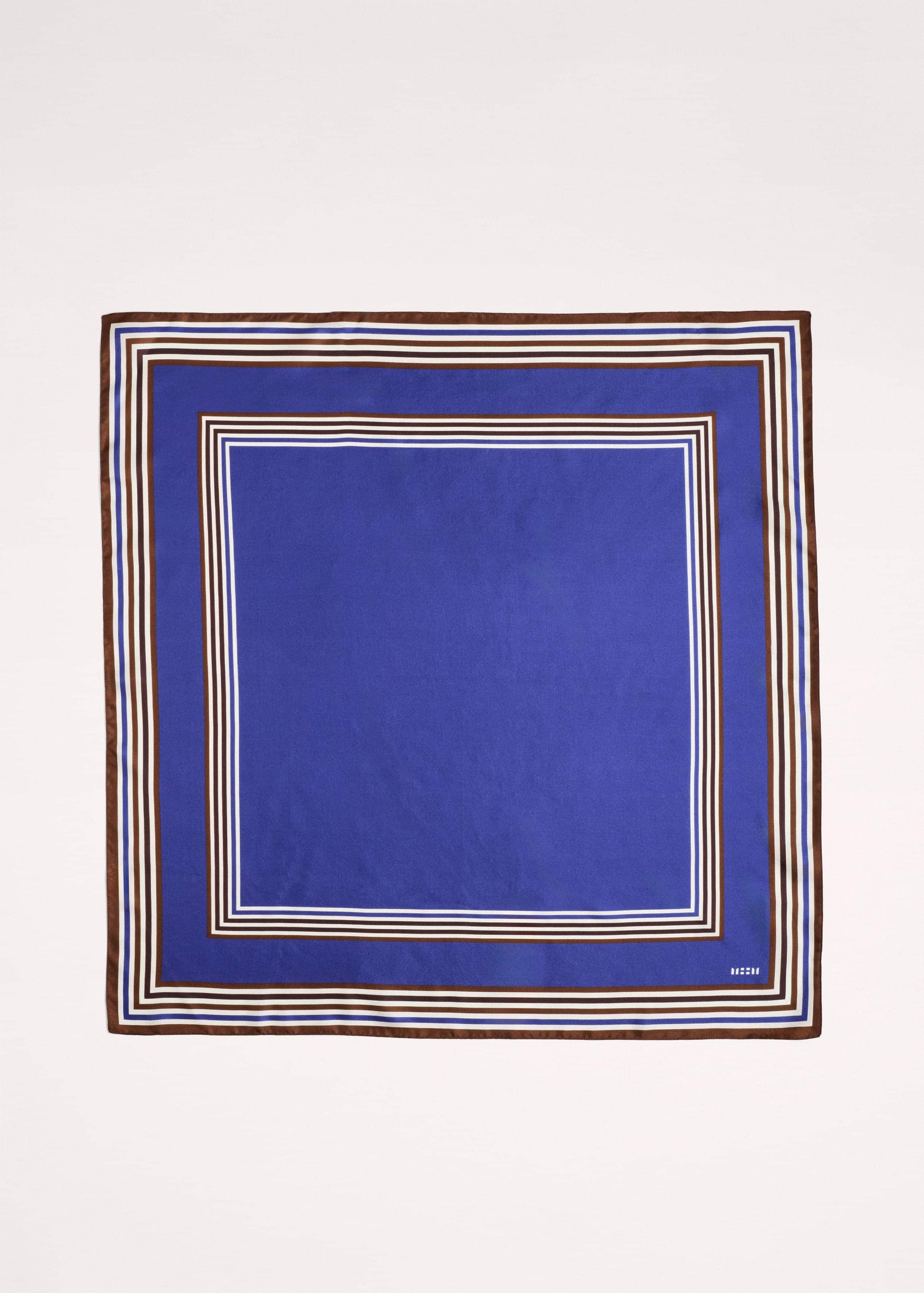Blue Striped Silk Multi-Border Scarf