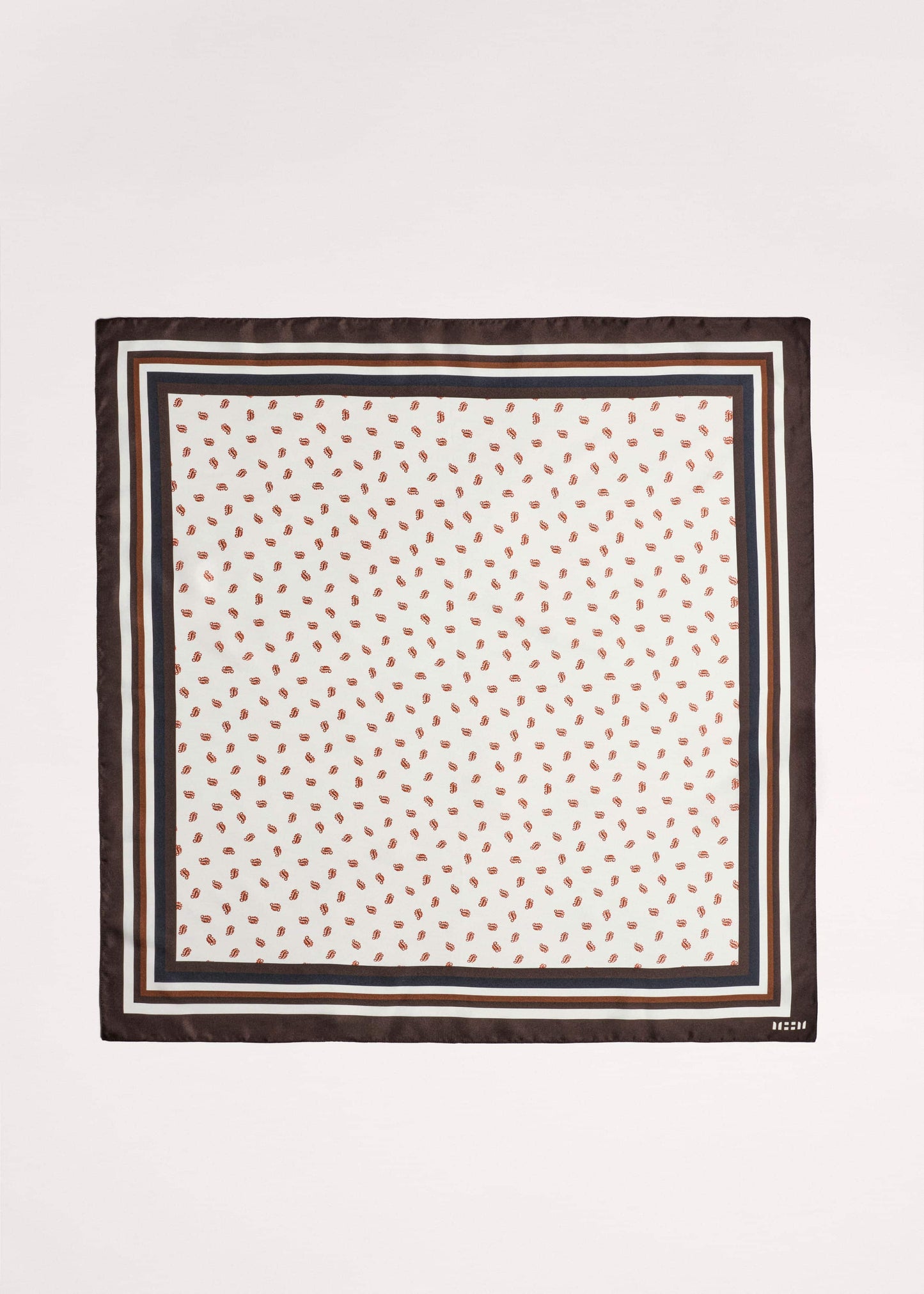 Cream Spaced Paisley Print Silk Scarf
