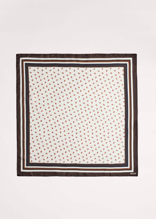 Cream Spaced Paisley Print Silk Scarf