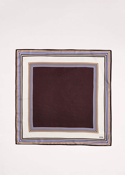 Brown Striped Silk Multi-Border Scarf