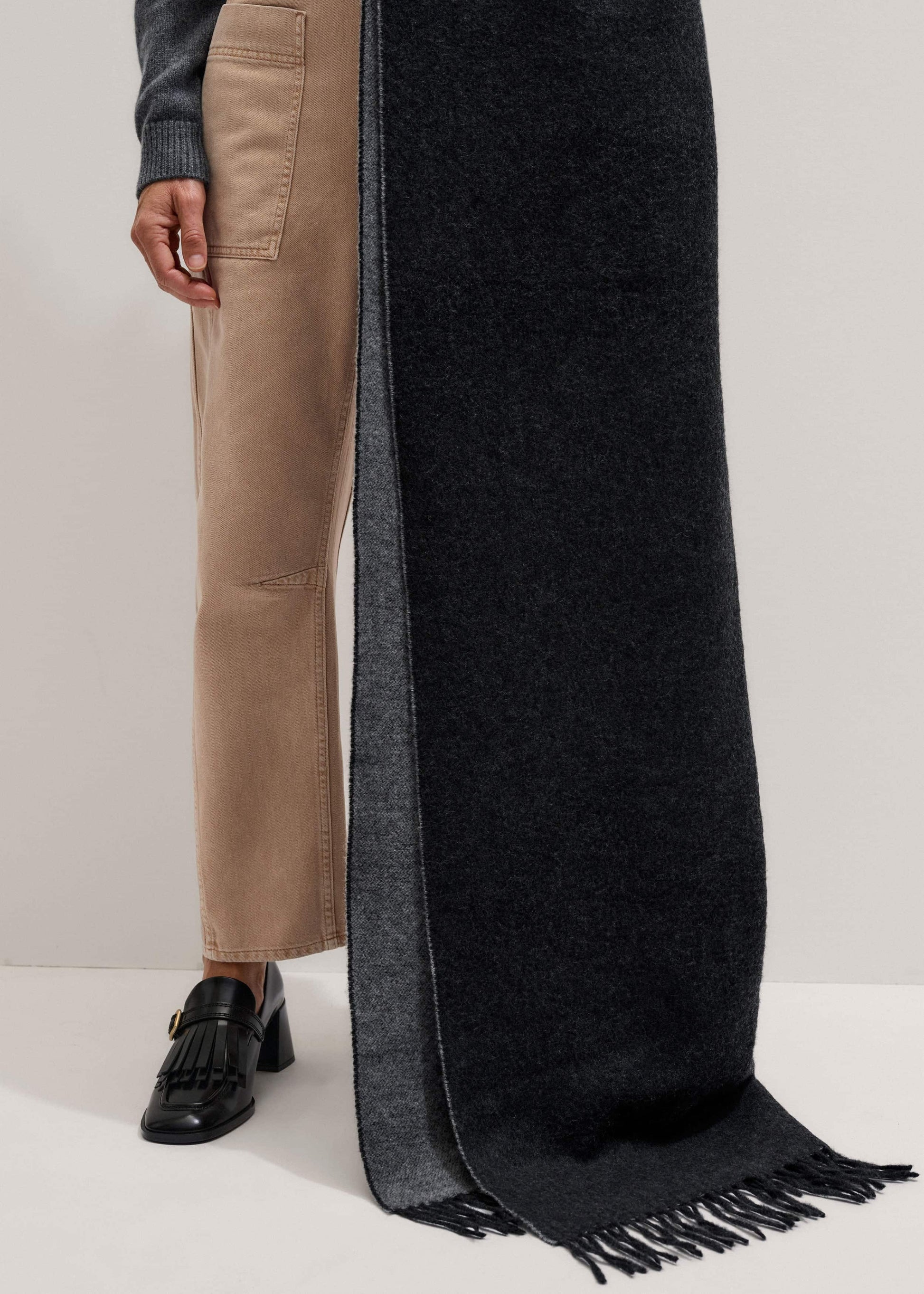 Gray Cashmere Blend Travel Scarf
