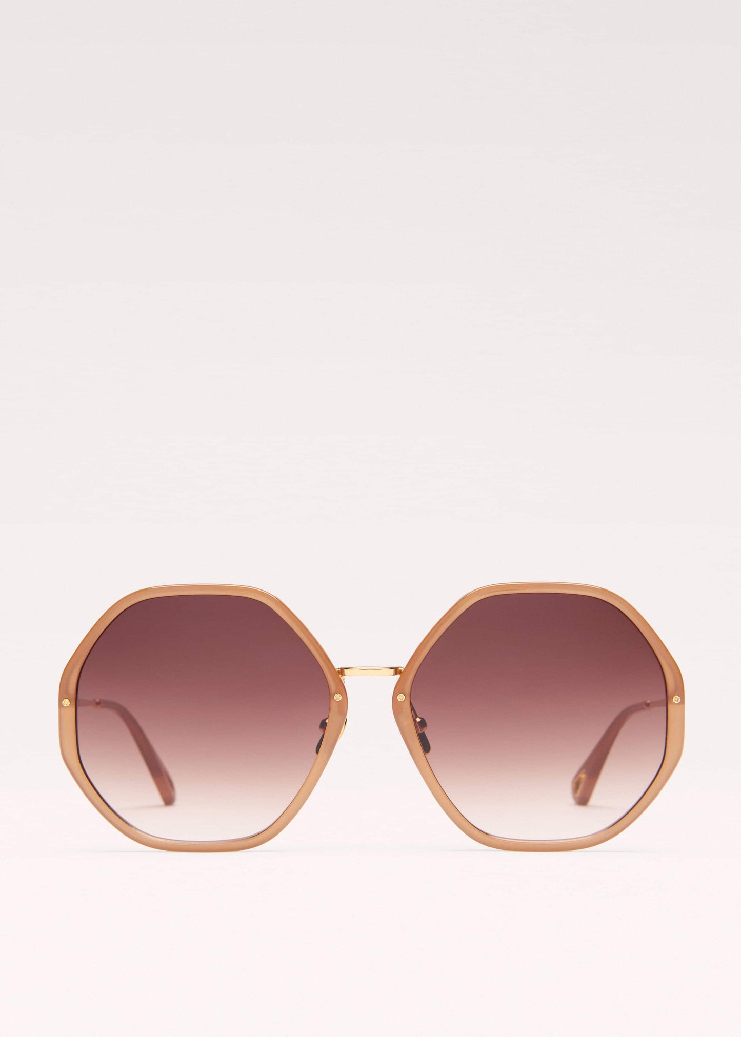 Smokey Nude Heptagonal Frame Sunglasses