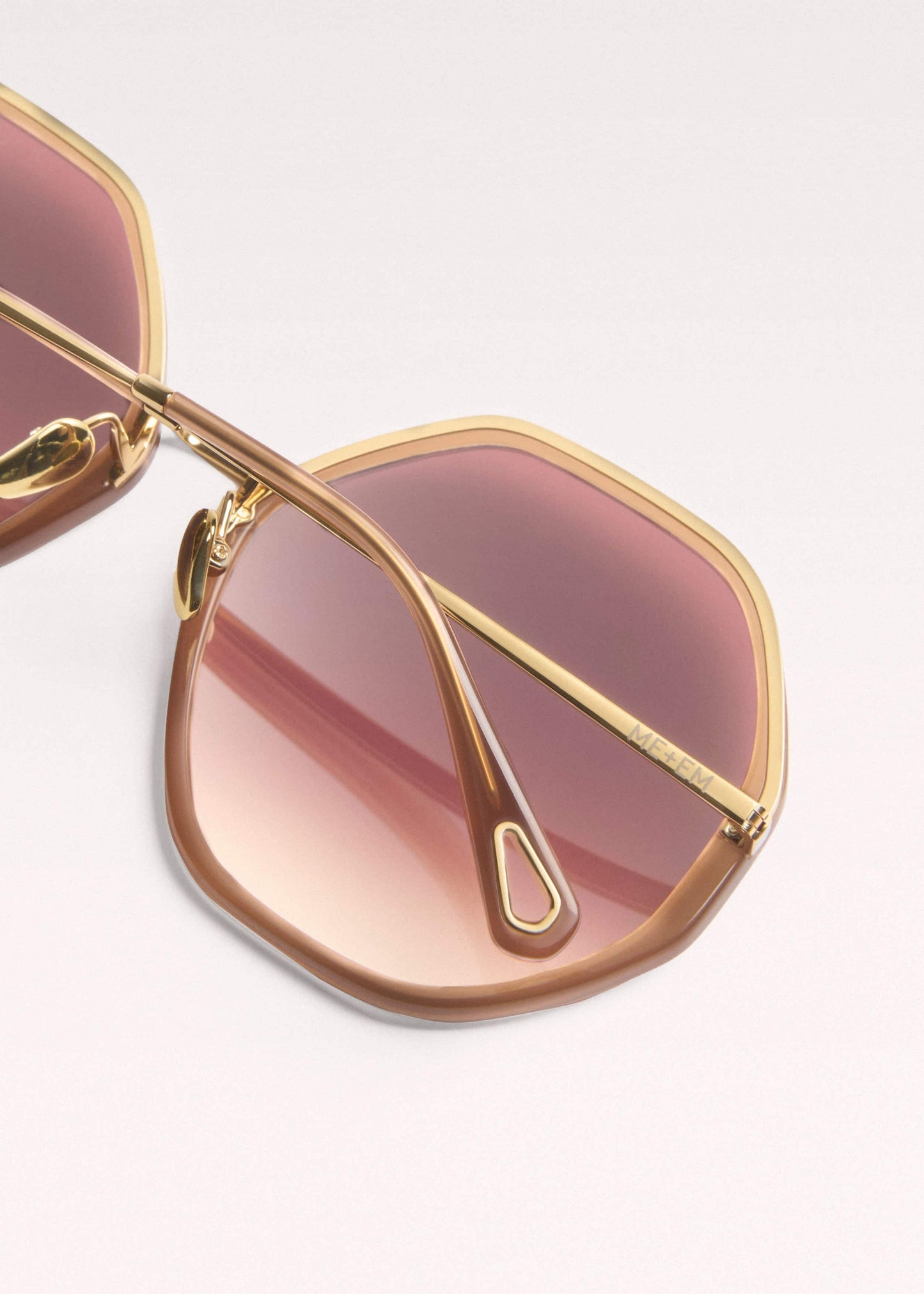 Smokey Nude Heptagonal Frame Sunglasses