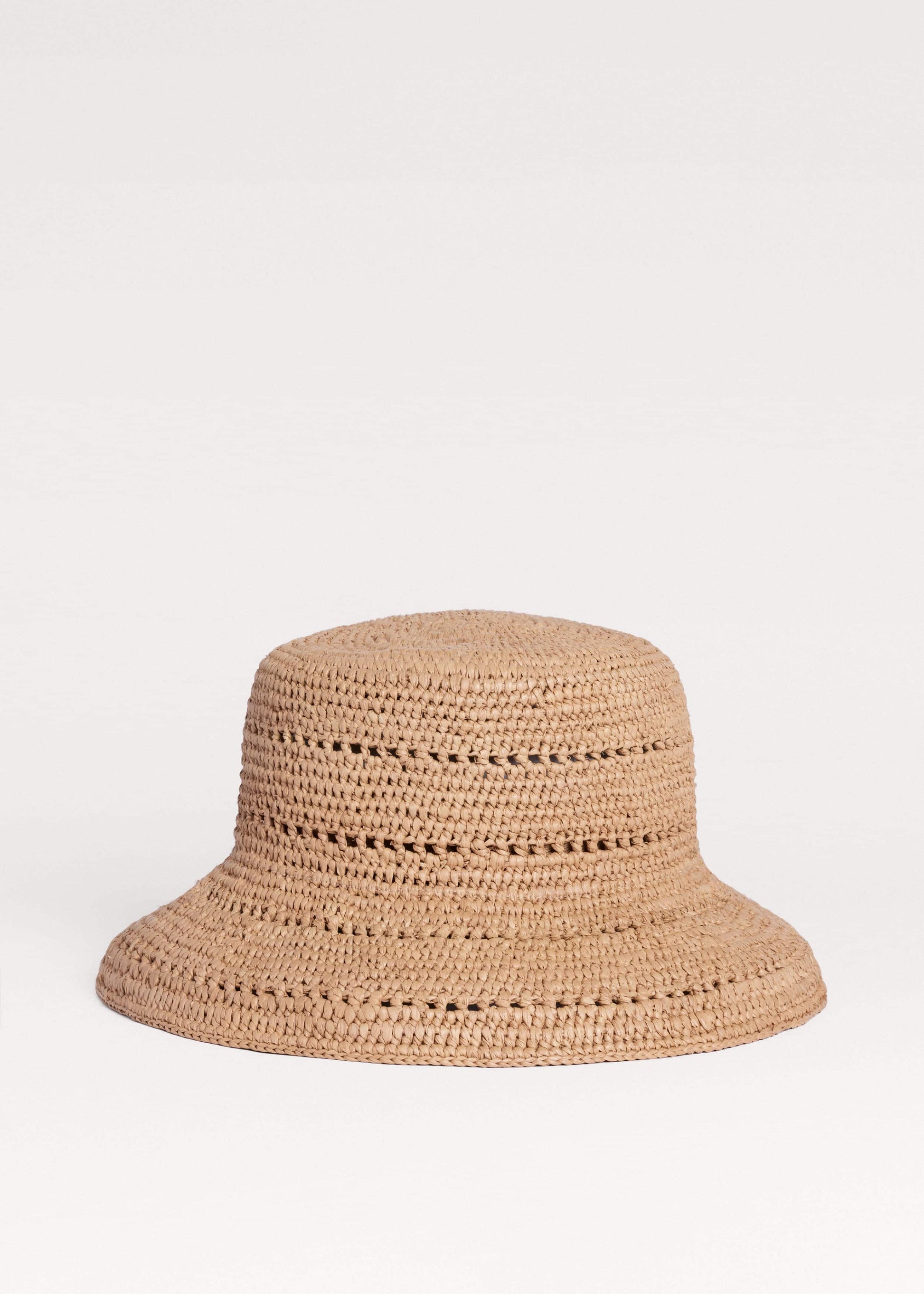 Brown Summer Raffia Bucket Hat