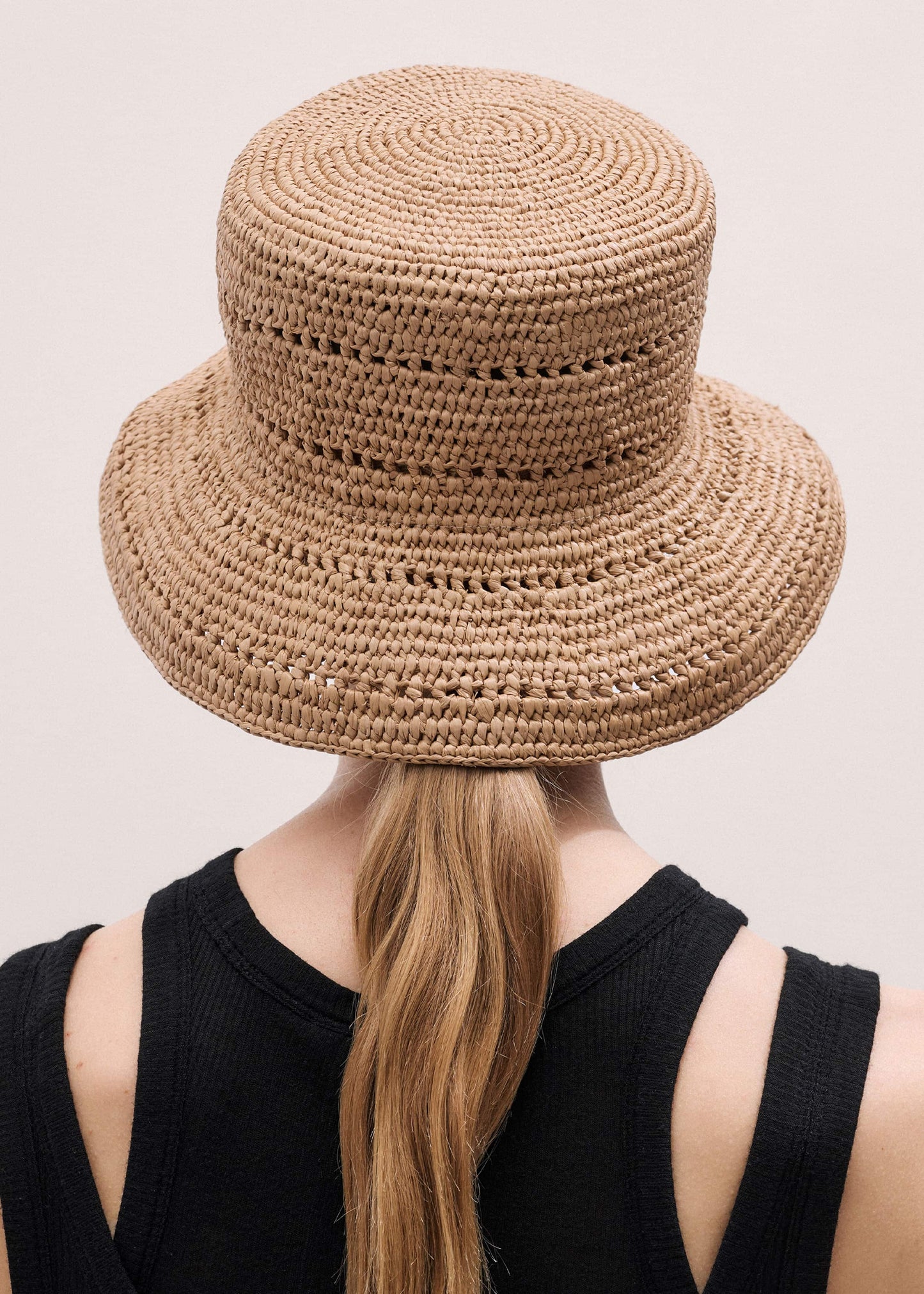 Brown Summer Raffia Bucket Hat