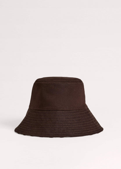 Brown Striped Reversible Bucket Hat