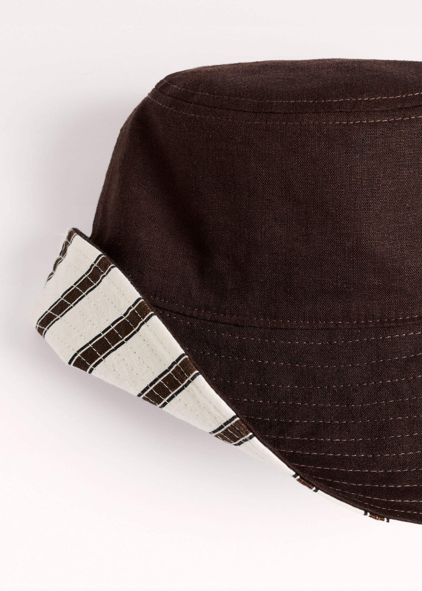 Brown Striped Reversible Bucket Hat